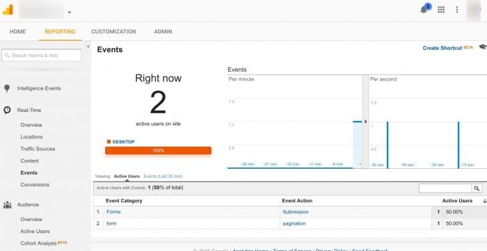 Google Analytics Real Time