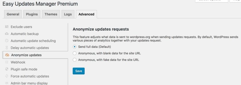 EUM - Anonymize Updates