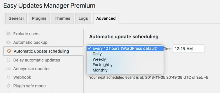 EUM - Automatic Backup Scheduling