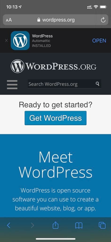 WordPress App Advertised on .org