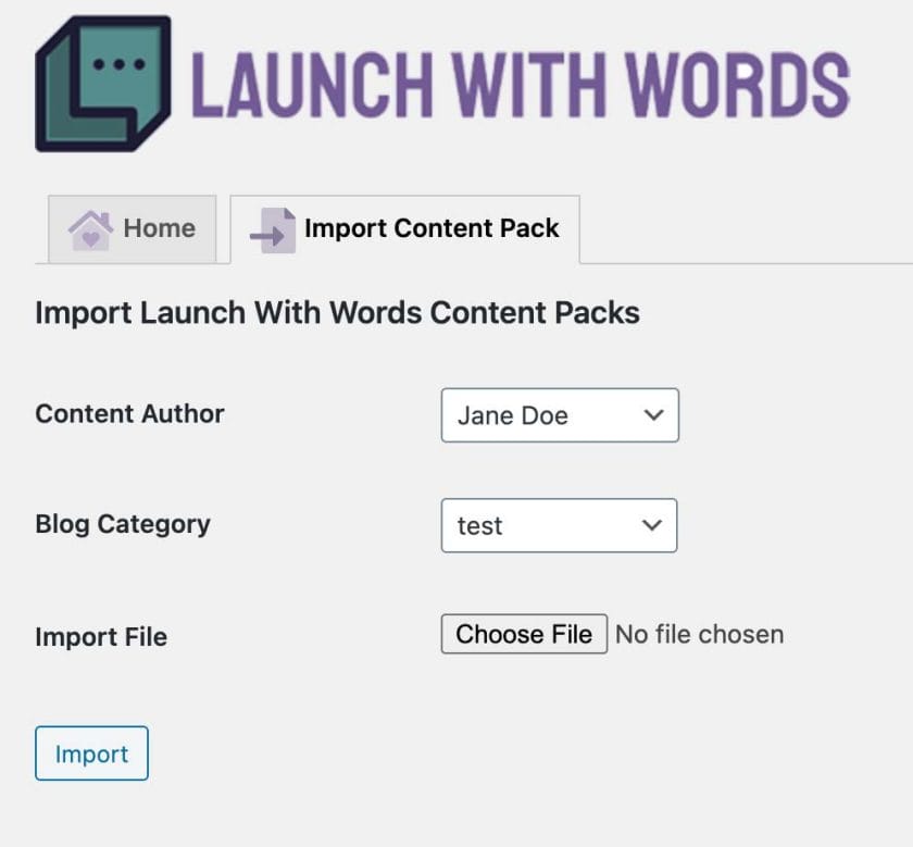 Launch With Words Importer