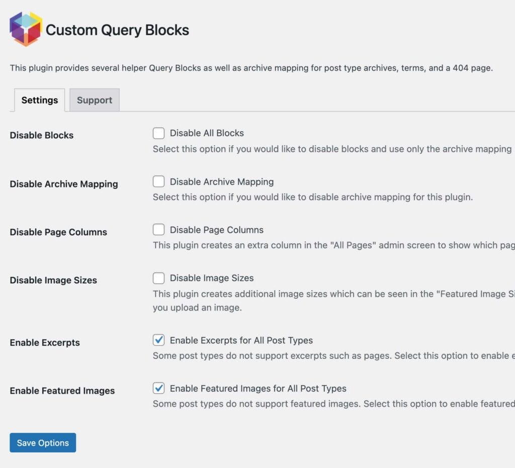 Custom Query Blocks Admin Panel