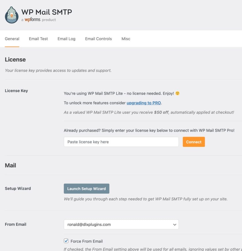 WP Mail SMTP General Screen