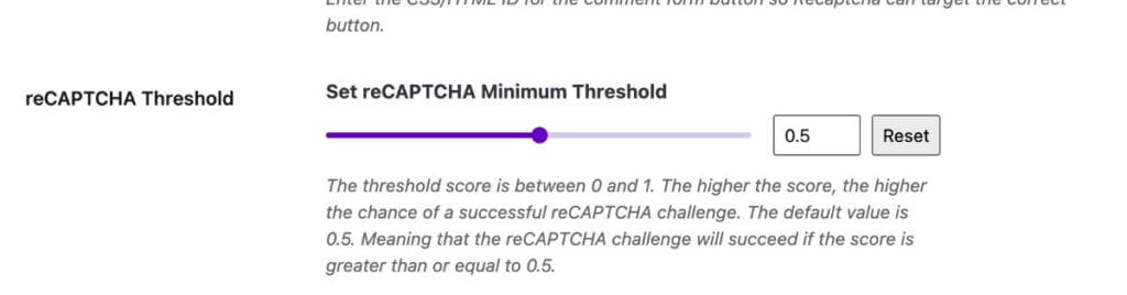reCAPTCHA Threshold Score