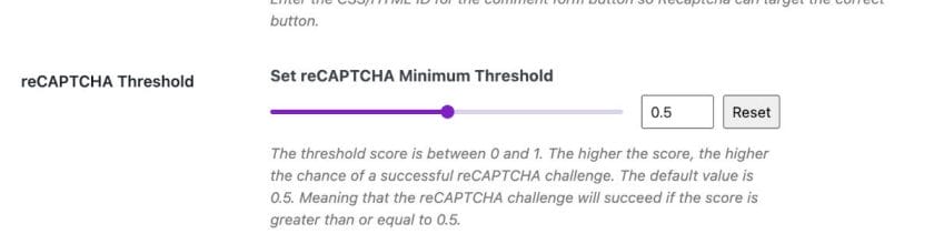 reCAPTCHA Threshold Score