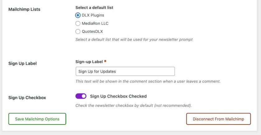 Setting the Subscribe Label