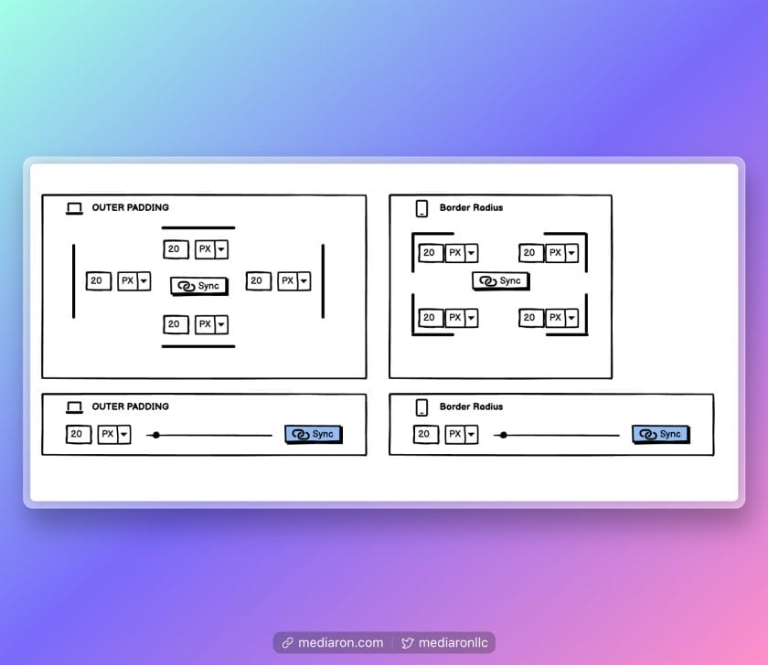 Dimension Control Wireframes for Padding and Border Radius